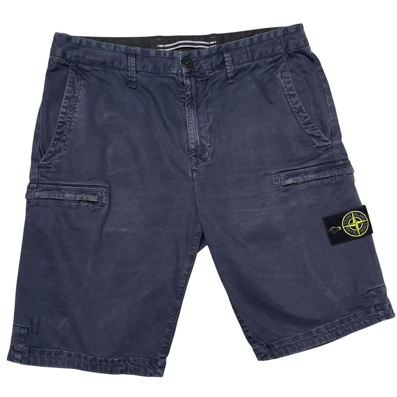 Stone Island SS 2021 Navy Blue Bermuda Cotton Cargo Shorts