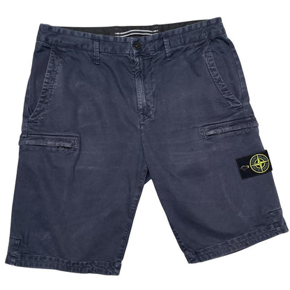 Stone Island SS 2021 Navy Blue Bermuda Cotton Cargo Shorts