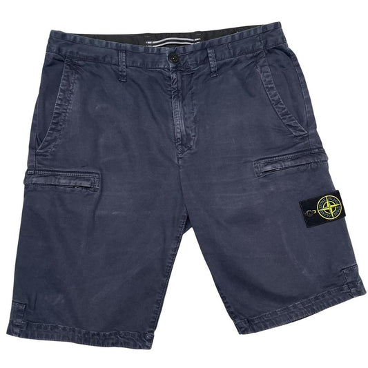 Stone Island SS 2021 Navy Blue Bermuda Cotton Cargo Shorts