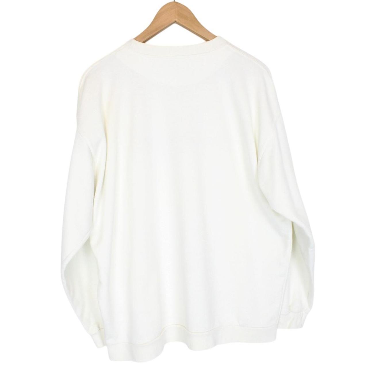 Vintage Burberry Embroidered Bear Print White Cotton Sweatshirt