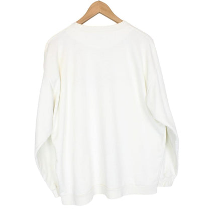 Vintage Burberry Embroidered Bear Print White Cotton Sweatshirt