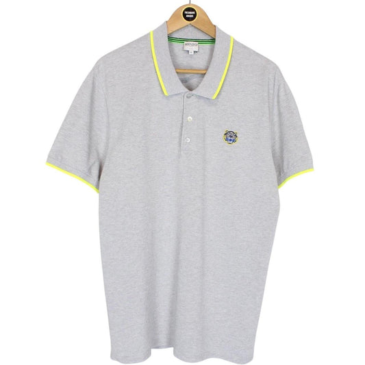 Kenzo Paris Grey Tiger Short Sleeve Cotton Polo Shirt