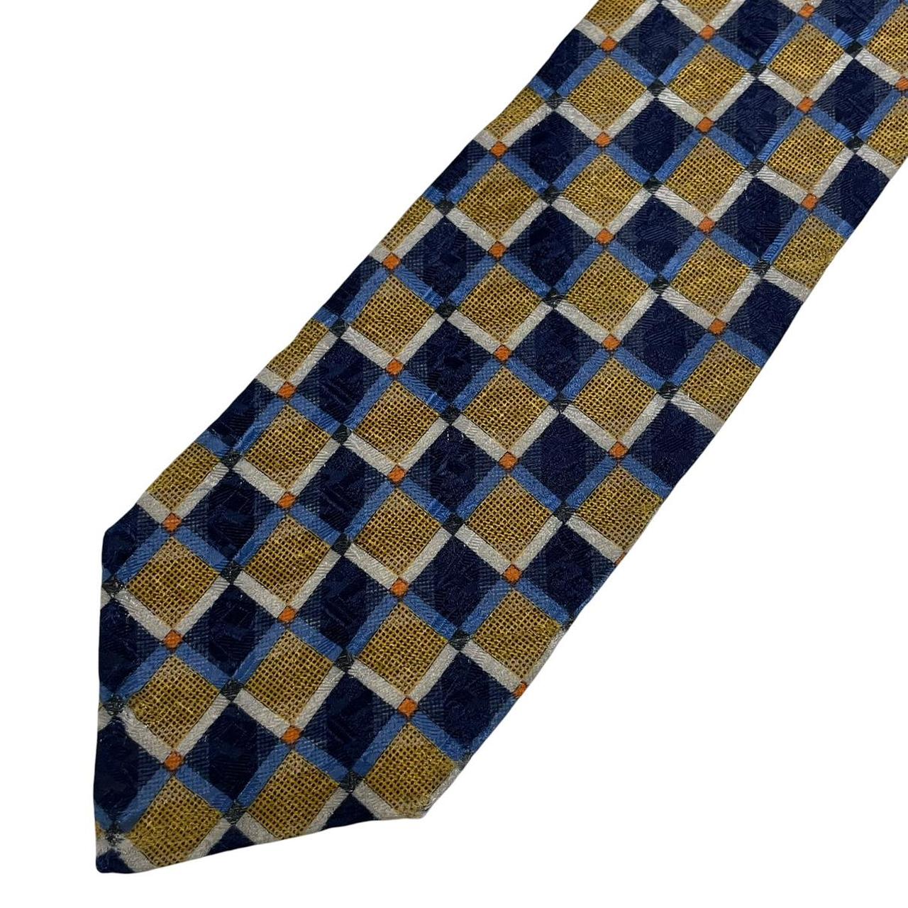 Ermenegildo Zegna cream silk tie with multicoloured abstract print design.