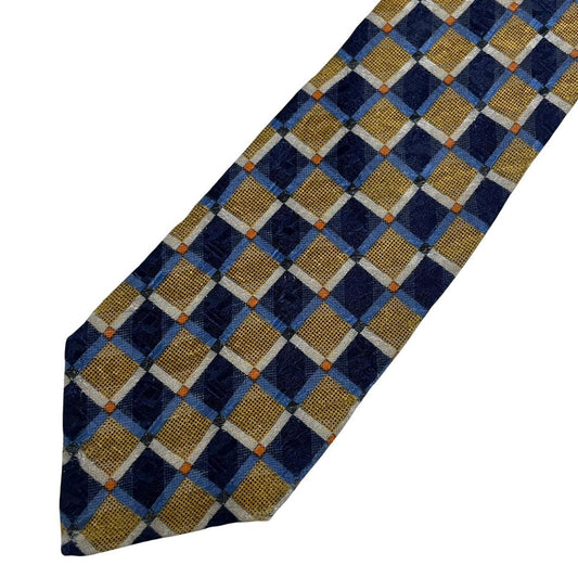 Ermenegildo Zegna cream silk tie with multicoloured abstract print design.
