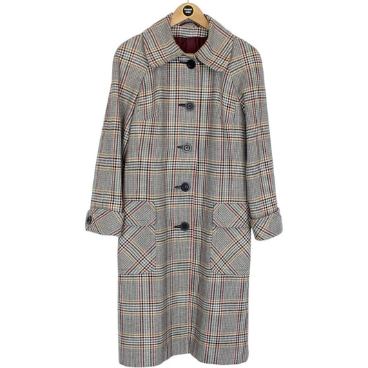 Vintage Aquascutum Multicoloured Plaid Check Wool Blend Coat