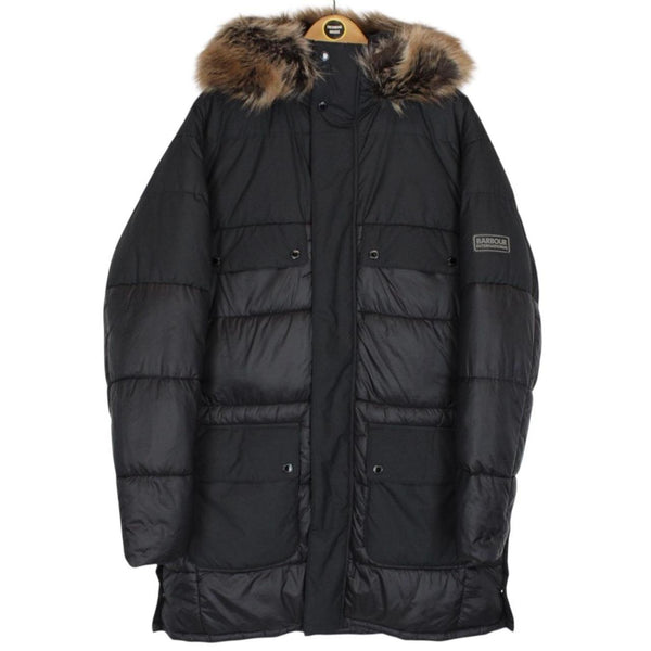 Barbour International Black Contrast Redford Faux Fur Hooded Parka Coat
