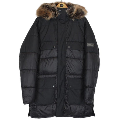Barbour International Black Contrast Redford Faux Fur Hooded Parka Coat