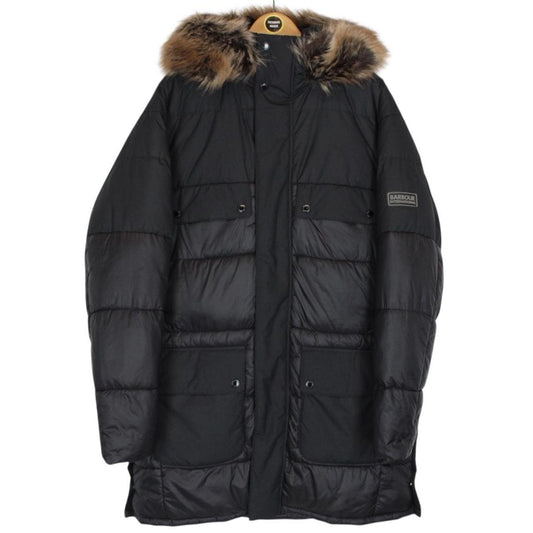 Barbour International Black Contrast Redford Faux Fur Hooded Parka Coat