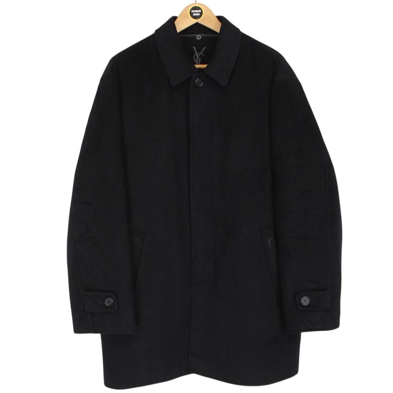 Vintage 90s Yves Saint Laurent Black Wool Blend Peacoat