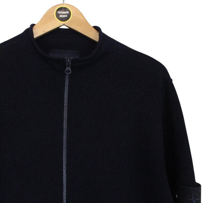 Stone Island Ghost AW 2022 Navy Blue Cashmere Knit Full Zip Jumper