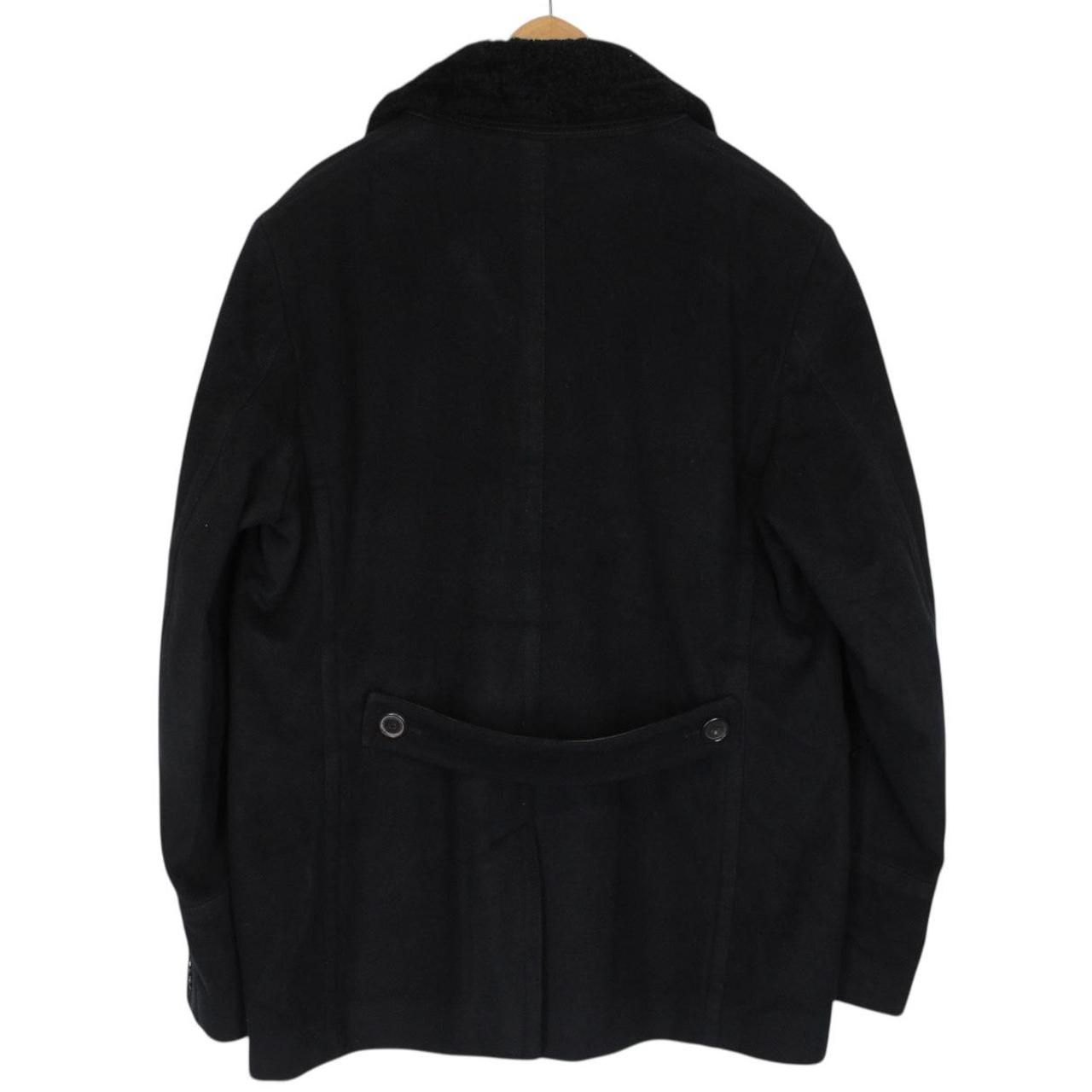 Burberry Black Double Breasted Cashmere Virgin Wool Blend Pea Coat