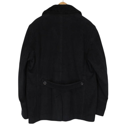 Burberry Black Double Breasted Cashmere Virgin Wool Blend Pea Coat
