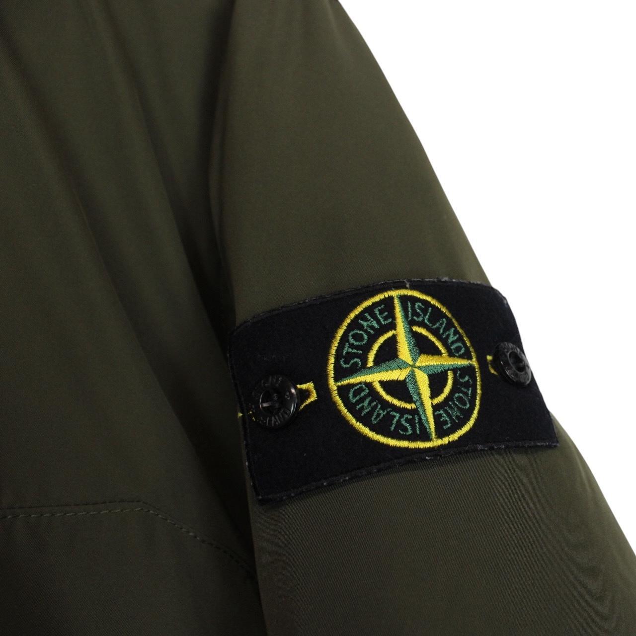 Stone Island green full zip jacket with micro twill fabric and logo badge.