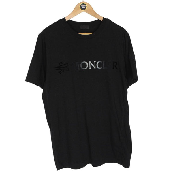 Moncler Black Logo Print Short Sleeve Cotton T-Shirt