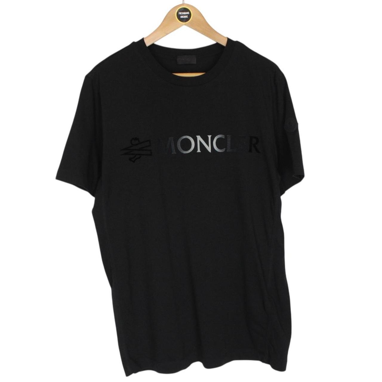 Moncler Black Logo Print Short Sleeve Cotton T-Shirt