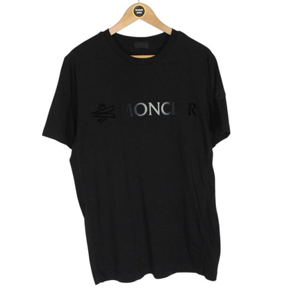 Moncler Black Logo Print Short Sleeve Cotton T-Shirt