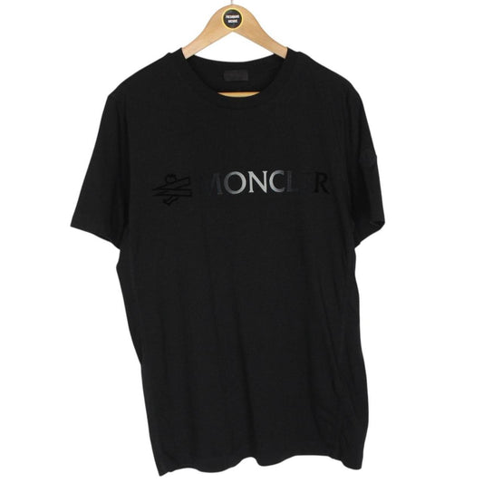 Moncler Black Logo Print Short Sleeve Cotton T-Shirt
