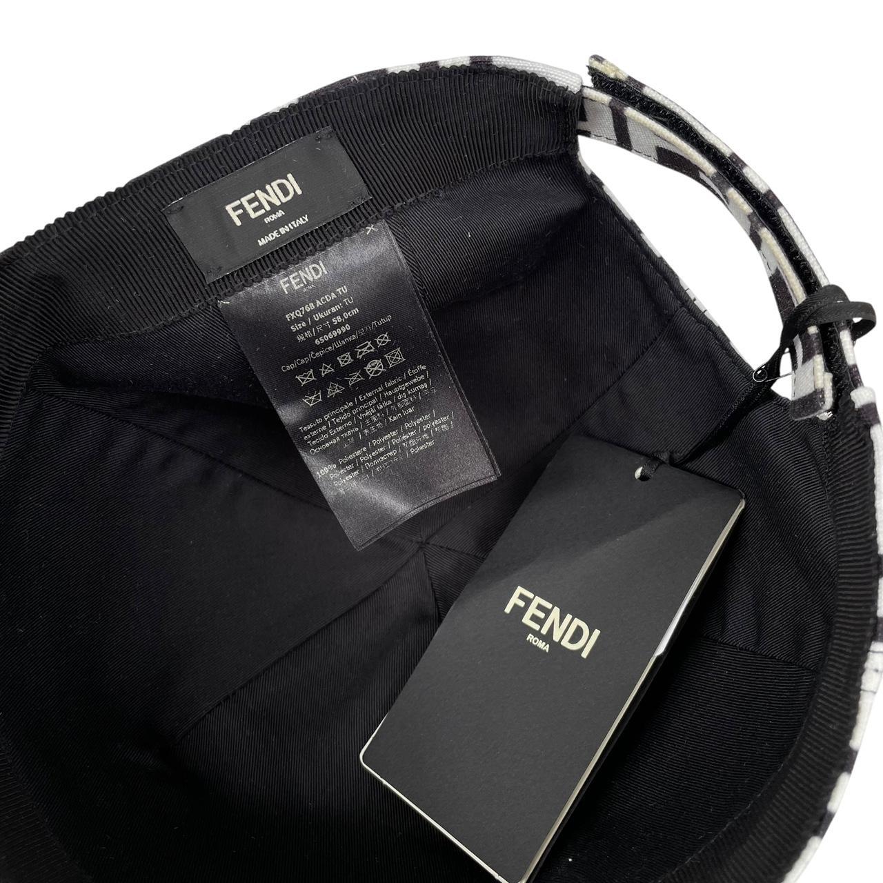 Fendi Black and White FF Zucca Monogram Canvas Baseball Cap
