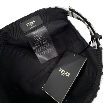 Fendi Black and White FF Zucca Monogram Canvas Baseball Cap