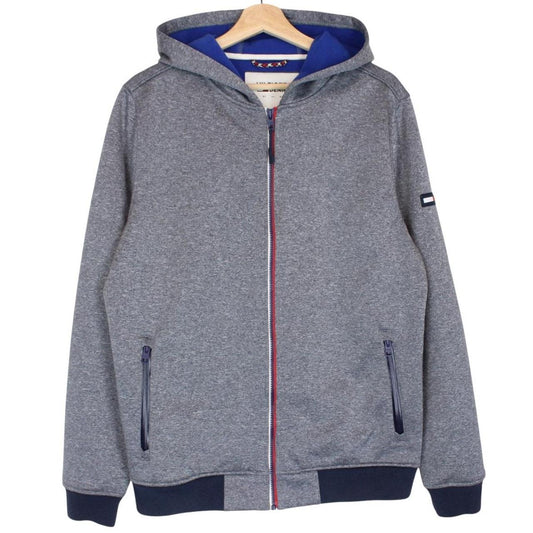 Tommy Hilfiger Grey and Blue Full Zip Soft Shell Hooded Jacket