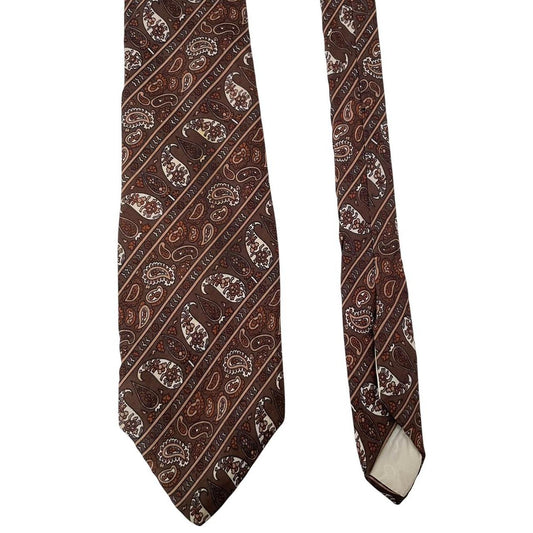 Vintage Christian Dior Brown Abstract Print Silk Tie
