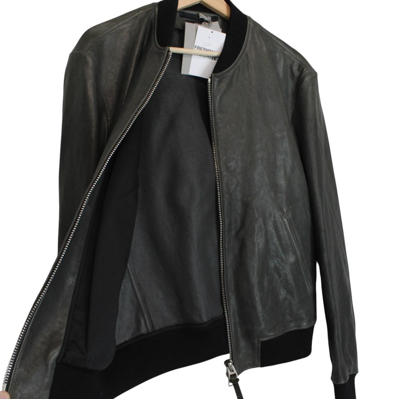 TOM FORD grey bomber jacket full zip lambskin leather with original tags and hardware.