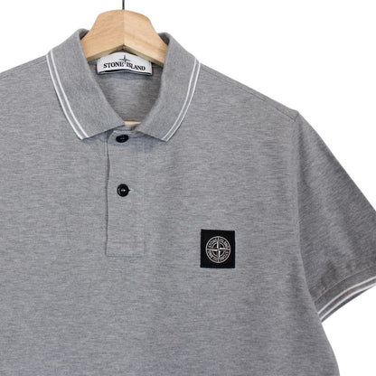 Stone Island Grey Short Sleeve Compass Cotton Polo Shirt