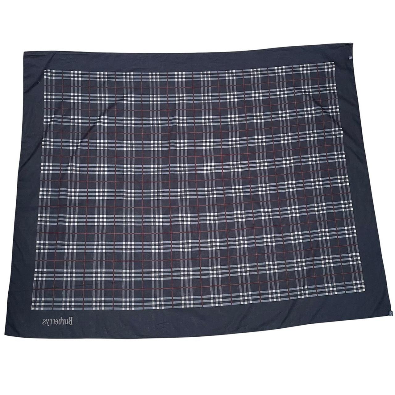 Vintage 90s Burberry Navy Blue Nova Check Cotton Square Scarf