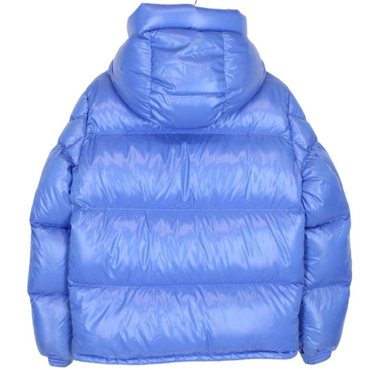 Moncler Montbeliard Baby Blue Full Zip Hooded Short Down Jacket