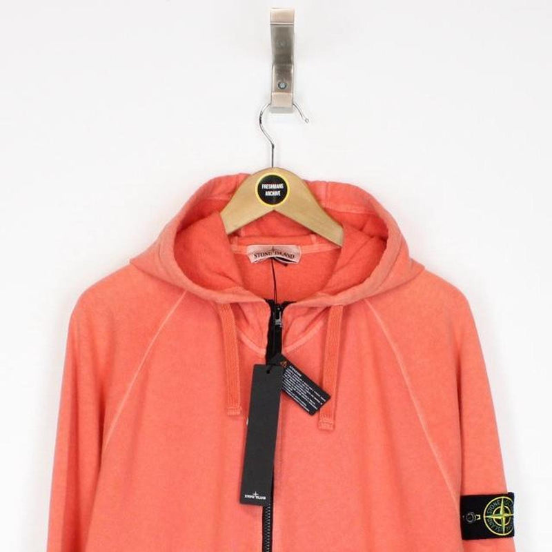 Stone Island SS 2022 Orange Full Zip Cotton Hoodie Jumper