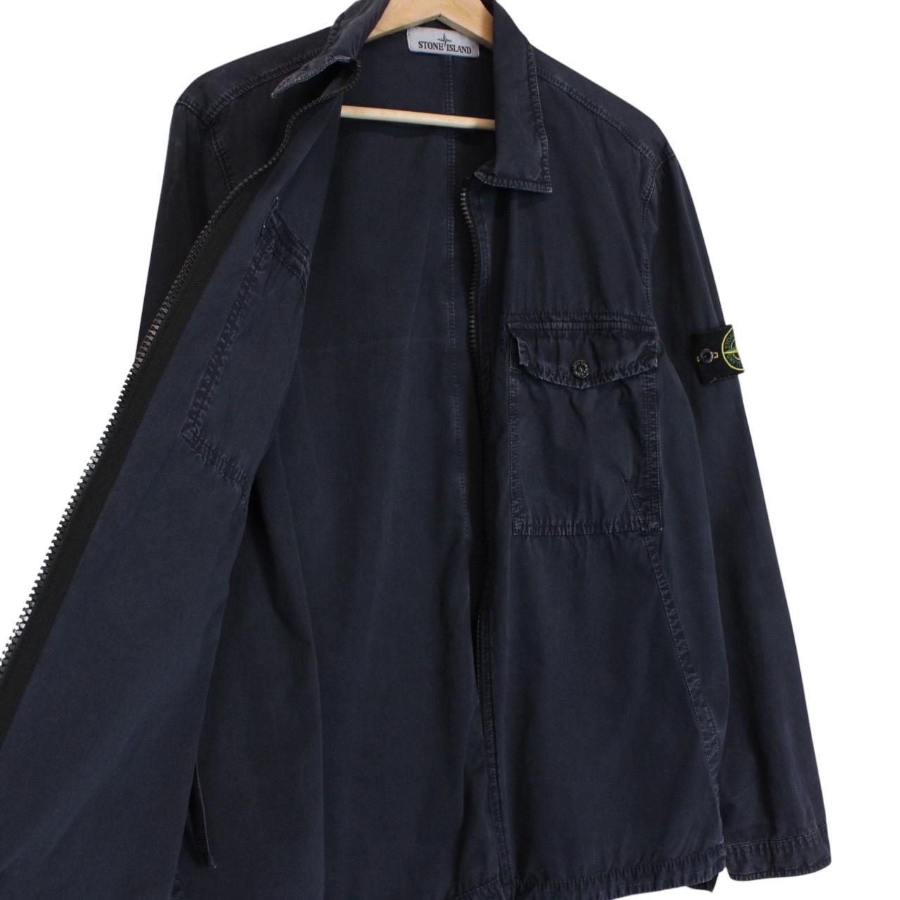 Stone Island AW 2018 Navy Blue Full Zip Cotton Overshirt Jacket