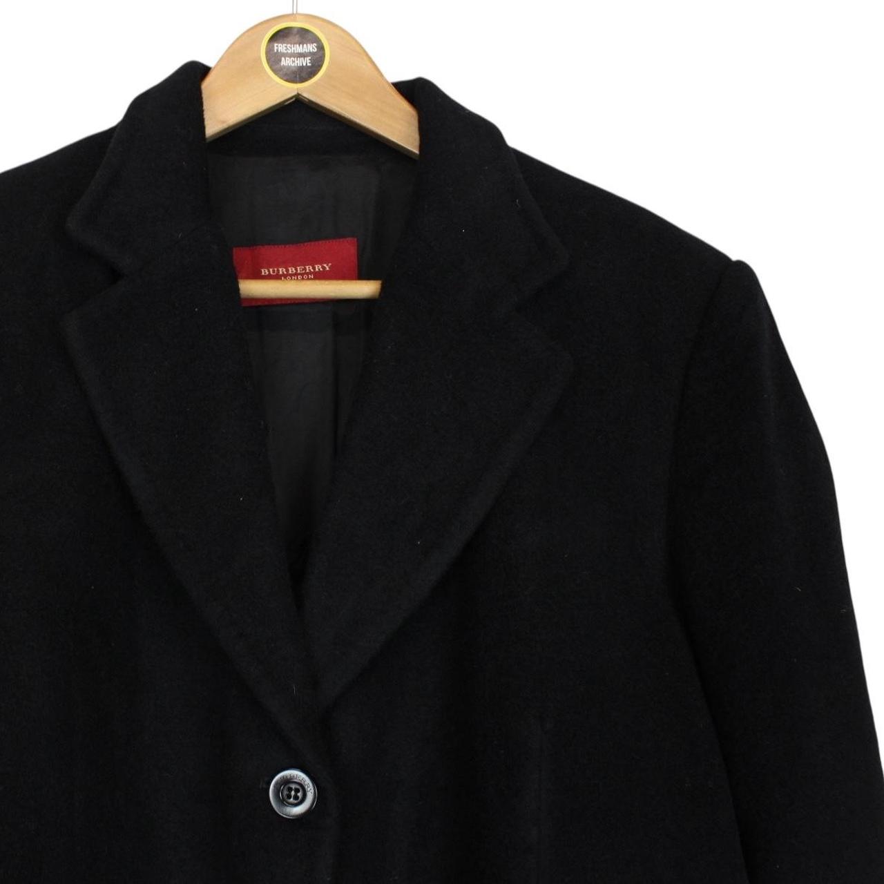 Vintage Burberry London Black Virgin Wool Overcoat