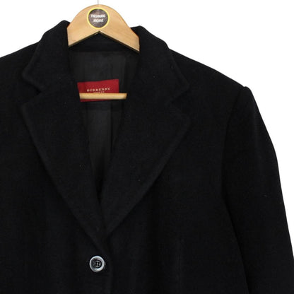 Vintage Burberry London Black Virgin Wool Overcoat