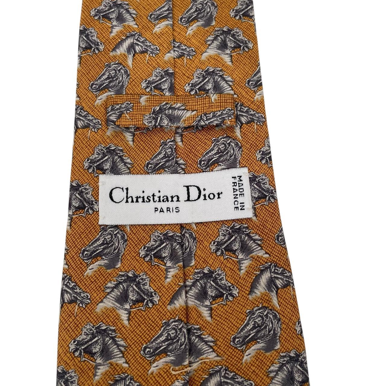 Vintage Christian Dior Yellow Horse Pattern Silk Tie