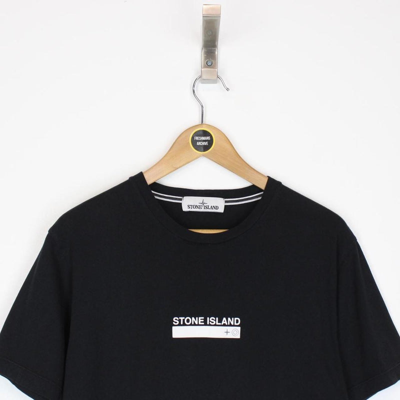 Stone Island SS 2021 Black and White Small Logo Print Short Sleeve T-Shirt