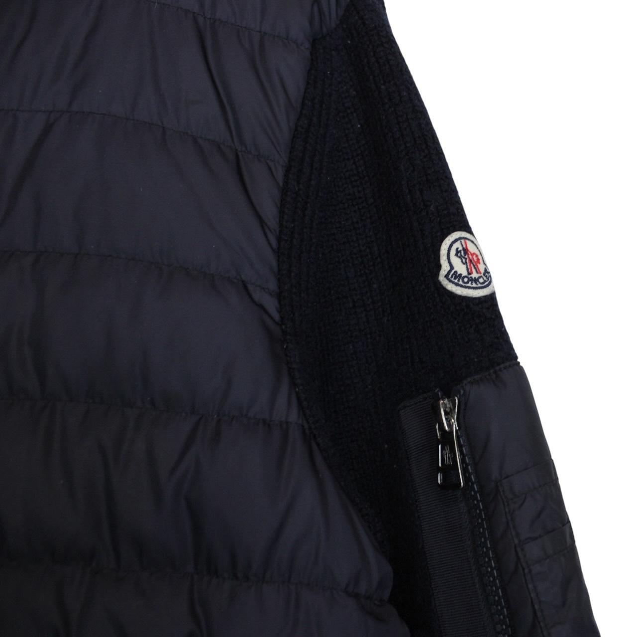 Moncler Navy Blue Full Zip Down Maglione Tricot Cardigan Jacket