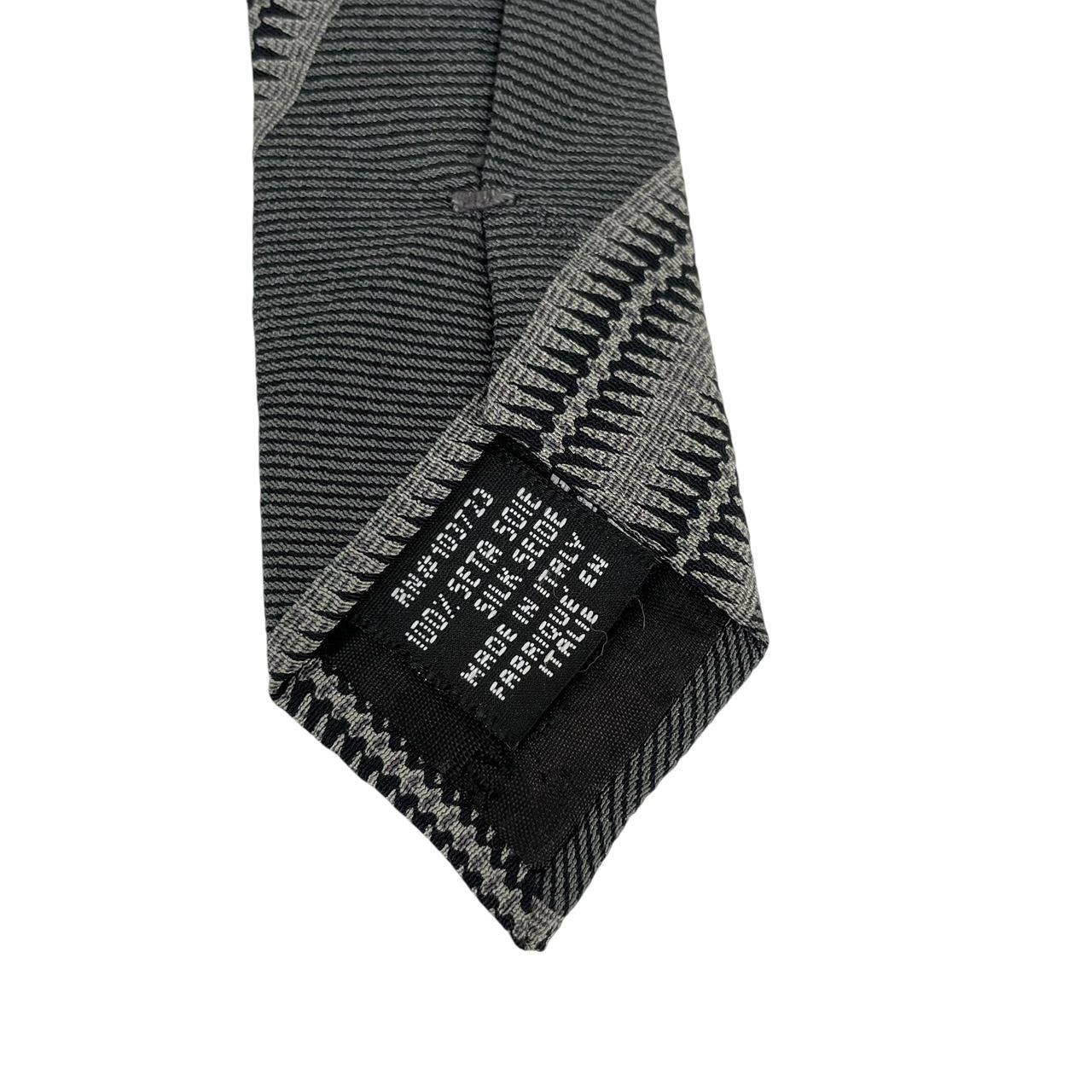 Armani Collezioni Grey Striped Silk Tie