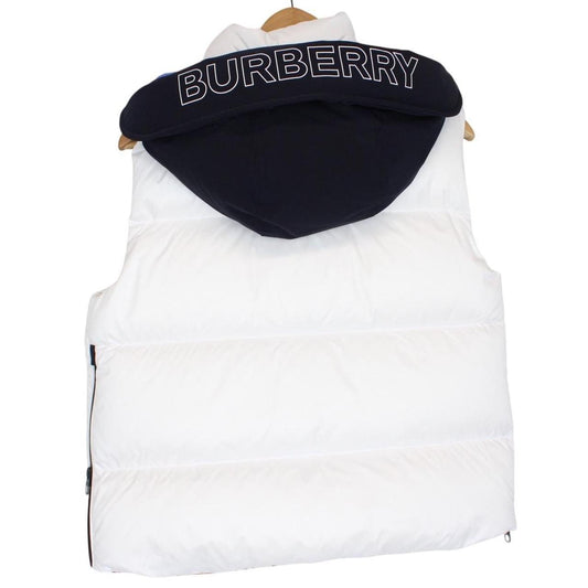 Burberry Optic White Lingdale Down Hooded Gilet / Bodywarmer