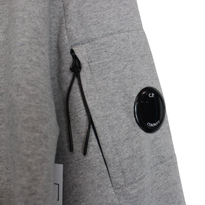 CP Company grey sweatshirt with lens detail and cotton material.