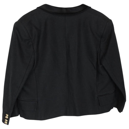 Balmain black cropped blazer jacket silk blend with gold buttons and logo detailing.