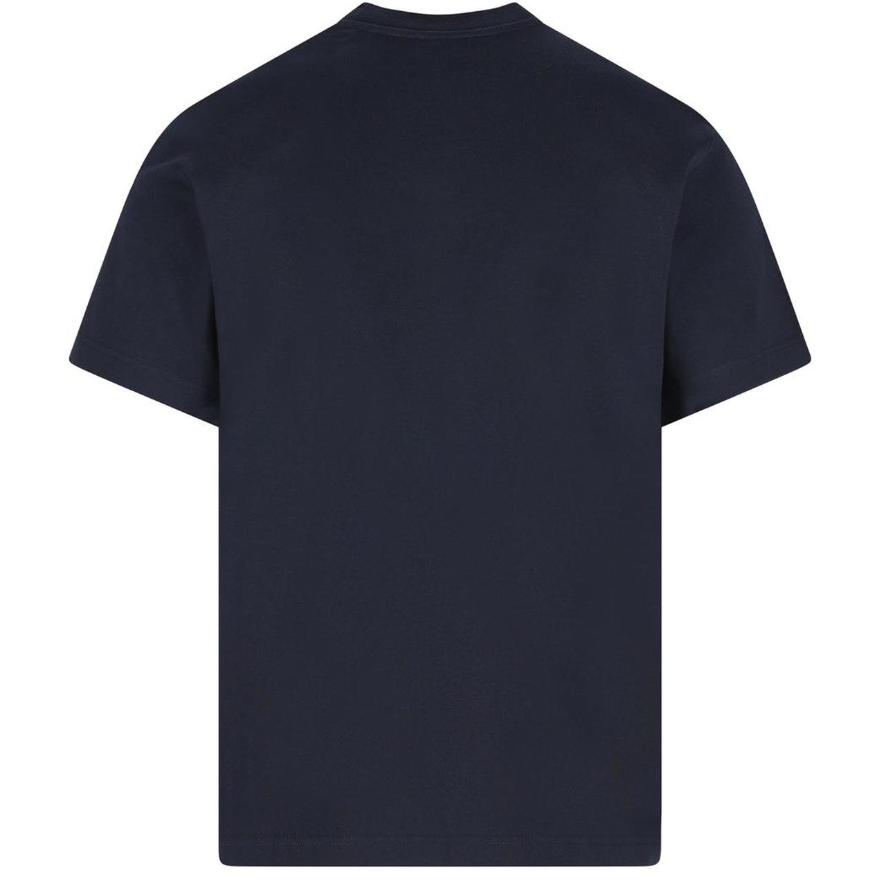 Burberry Navy Blue and White Logo Print Short Sleeve Cotton T-Shirt