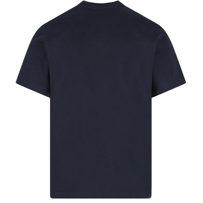 Burberry Navy Blue and White Logo Print Short Sleeve Cotton T-Shirt