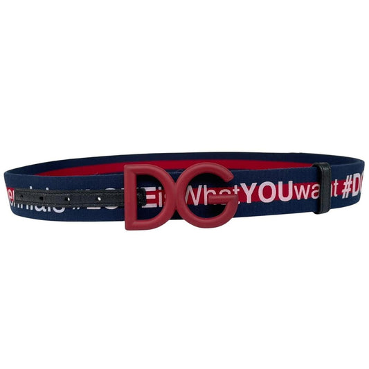 Dolce &amp; Gabbana Red and Navy Blue Millennials Fabric/Leather Belt
