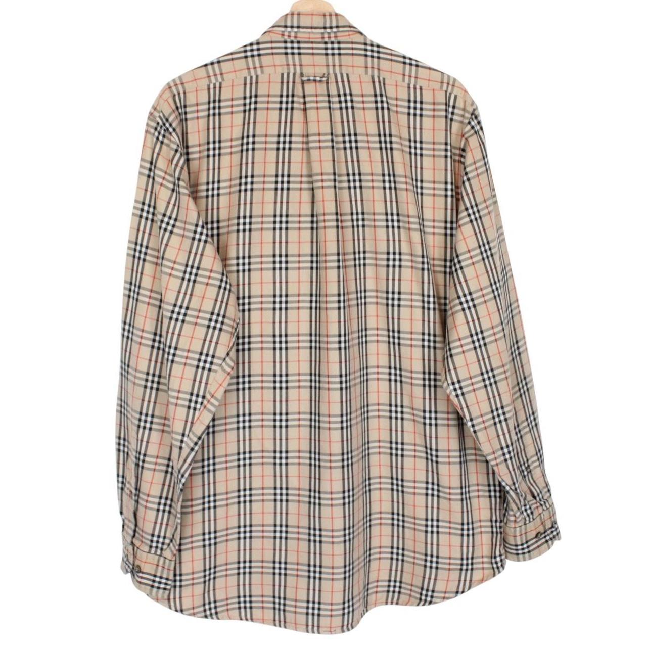 Vintage 90s Burberry Beige Nova Check Long Sleeve Cotton Shirt
