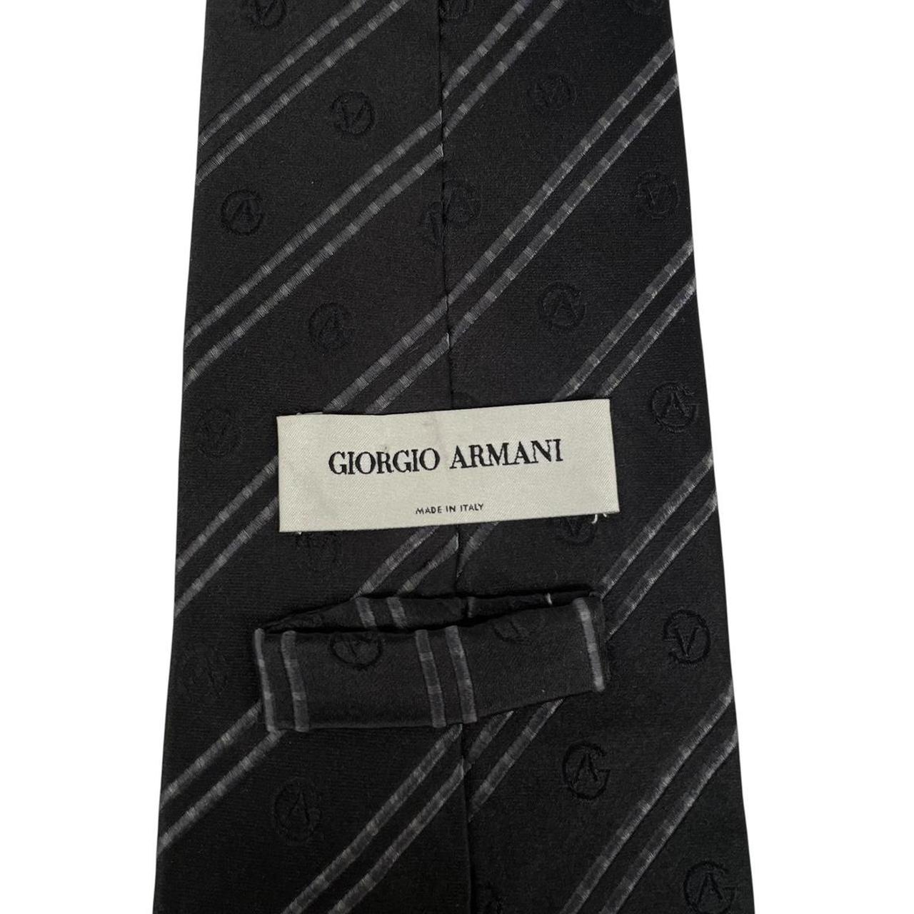 Giorgio Armani Black Striped Silk Tie