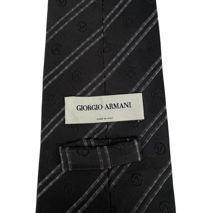 Giorgio Armani Black Striped Silk Tie