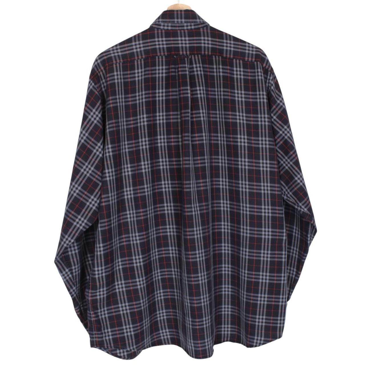 Burberry London Navy Blue Nova Check Long Sleeve Cotton Shirt