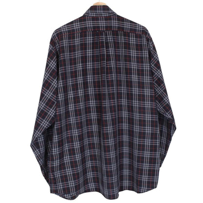 Burberry London Navy Blue Nova Check Long Sleeve Cotton Shirt