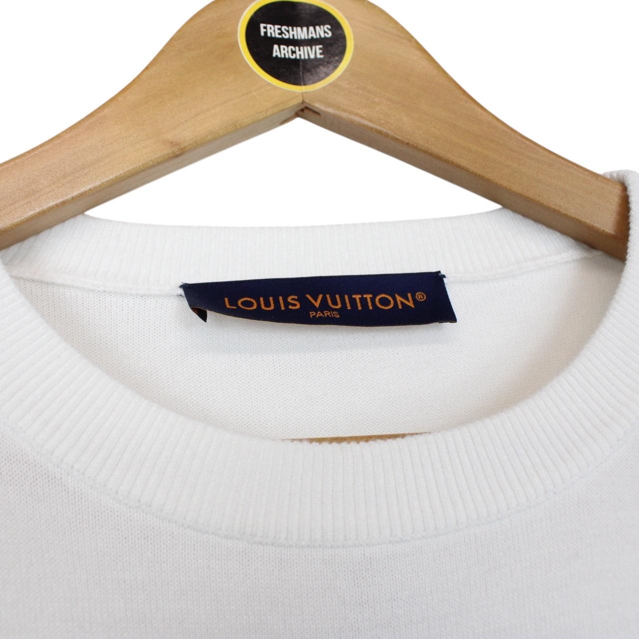 Louis Vuitton LV White and Blue Ice Cotton Knit Short Sleeve T-Shirt
