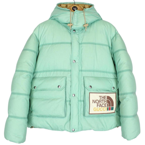 Gucci x The North Face Aqua Green Full Zip Ripstop Down Puffer Jacket